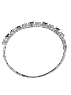 Stylish Silver Tone Green AD stone Studded Openable Bracelet 5