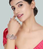 Stylish Rosegold Plated Green AD stone Studded Openable Bracelet