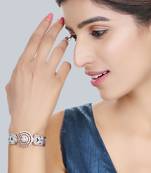 Stylish Silver Tone Pink AD stone Studded Openable Bracelet