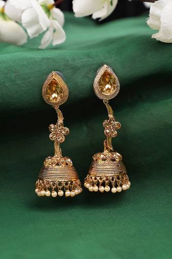 Exclusive Gold Plated LCT Stone Studded Jhumka Earring