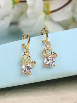 Stylish Gold Tone Stone Studded Hoop Style Earring 1