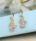 Stylish Gold Tone Stone Studded Hoop Style Earring