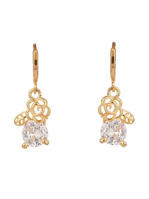 Stylish Gold Tone Stone Studded Hoop Style Earring 2