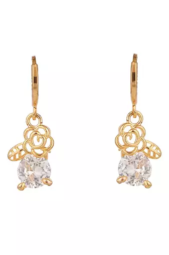 Stylish Gold Tone Stone Studded Hoop Style Earring