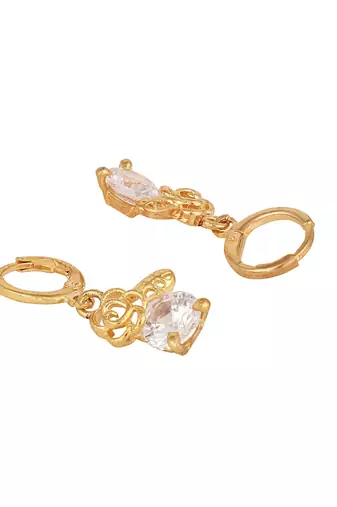 Stylish Gold Tone Stone Studded Hoop Style Earring