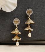 Traditional 2 Floor CZ Stone Studded Jhumka Earring