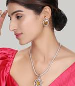 Stylish American Diamond Yellow Stone Studded Jewelery Set