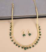 Elegant Pearl and AD Stone Sleek Green Jewellery Set