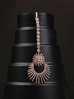 Rose Gold Plated Stylish American Diamond Studded Maangtika 2