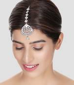 Silver Plated Stylish Mint American Diamond Mangtika