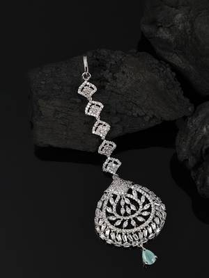 Silver Plated Stylish Mint American Diamond Mangtika 2