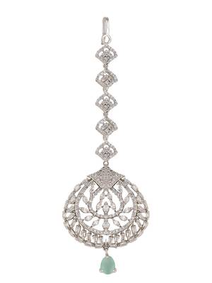 Silver Plated Stylish Mint American Diamond Mangtika 3