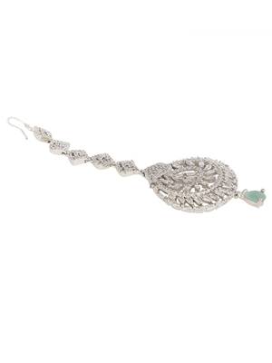 Silver Plated Stylish Mint American Diamond Mangtika 4