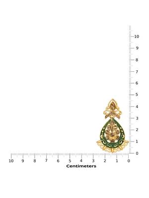Traditional Green Enamelled Tear drop Shape Pearl and Stone Stud Earring 4