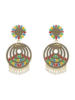 Traditional Gold plated Party Wear Antique Multicolour Chandbali Earring 2