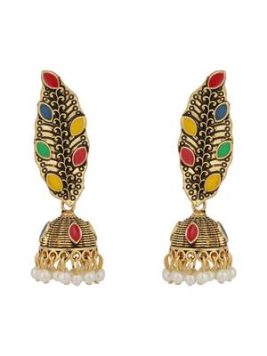 Traditional Gold plated Party Wear Antique Multicolour Jhumka Earring 2
