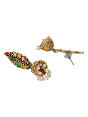 Traditional Gold plated Party Wear Antique Multicolour Jhumka Earring 3