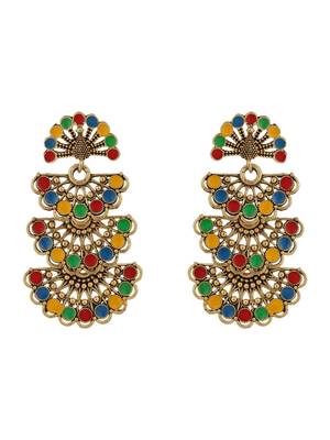 Traditional Gold Plated Multicolour Layered PartyWear Earring 2