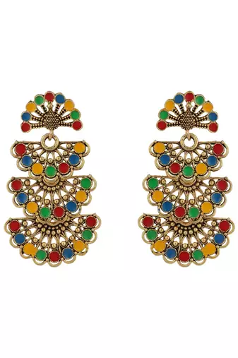 Traditional Gold Plated Multicolour Layered PartyWear Earring