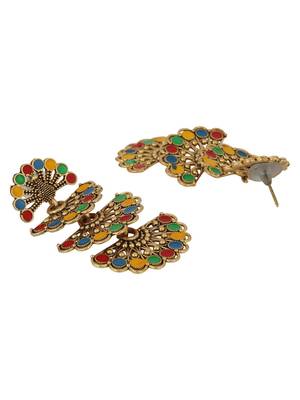 Traditional Gold Plated Multicolour Layered PartyWear Earring 3