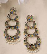 Traditional Gold Plated Multicolour Layered PartyWear Earring