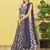blue mirror work and digital print organza party lehenga set choli with dupatta