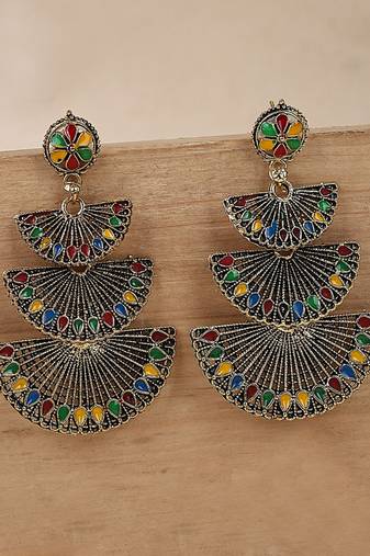 Traditional Gold Plated Multicolour Layered PartyWear Earring