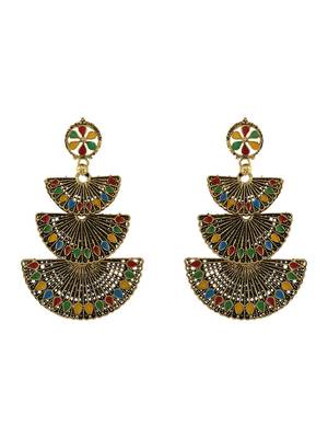 Traditional Gold Plated Multicolour Layered PartyWear Earring 2
