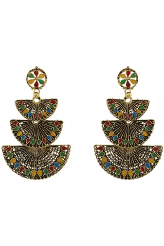 Traditional Gold Plated Multicolour Layered PartyWear Earring