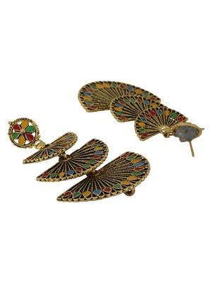Traditional Gold Plated Multicolour Layered PartyWear Earring 3