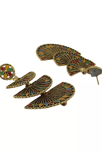 Traditional Gold Plated Multicolour Layered PartyWear Earring