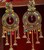 Traditional Gold plated Party Wear Antique Multicolour Tasselled Earring