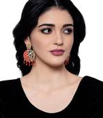 Gold Plated Traditional Pink Meenakari Kundan Stone Chandbalis