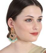 Ethnic Gold Plated Enamelled Stone and Pearl Partywear Earring