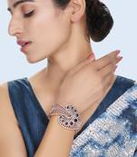 Stylish Rosegold Plated Blue AD stone Studded closed Bracelet