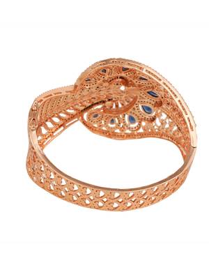 Stylish Rosegold Plated Blue AD stone Studded closed Bracelet 4