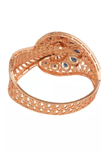 Stylish Rosegold Plated Blue AD stone Studded closed Bracelet