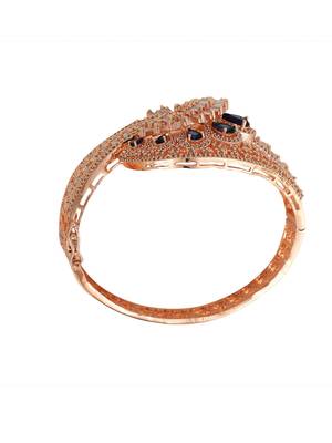 Stylish Rosegold Plated Blue AD stone Studded closed Bracelet 5