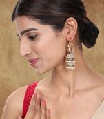 Traditional Gold Plated with white pearls Chandbali Earring