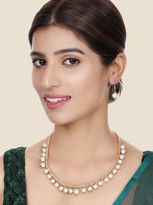 Elegant Pearl and AD Stone Sleek Off white Jewellery Set 1