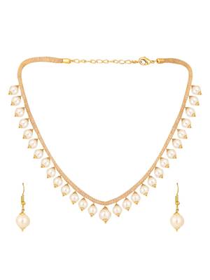Elegant Pearl and AD Stone Sleek Off white Jewellery Set 3