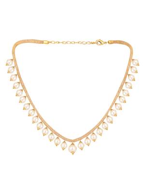 Elegant Pearl and AD Stone Sleek Off white Jewellery Set 4