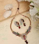 Traditional multi color stone studded jewellery set