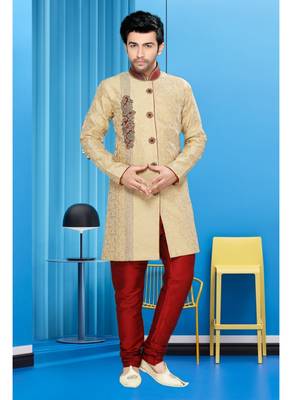 Gold Embroidered Jaquard Stitched Sherwani 2