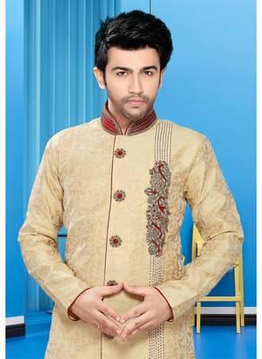 Gold Embroidered Jaquard Stitched Sherwani 3