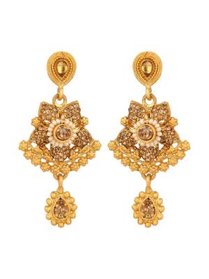 Designer Gold Plated Traditional Matte Finish Necklace with Earring Maangtika 5
