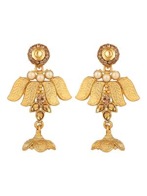 Designer Gold Plated Traditional Matte Finish Necklace with Earring Maangtika 4