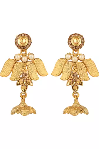 Designer Gold Plated Traditional Matte Finish Necklace with Earring Maangtika