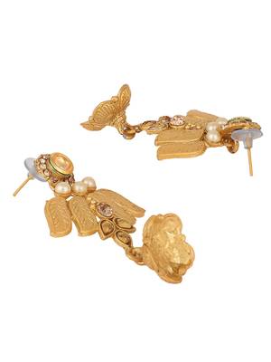 Designer Gold Plated Traditional Matte Finish Necklace with Earring Maangtika 5