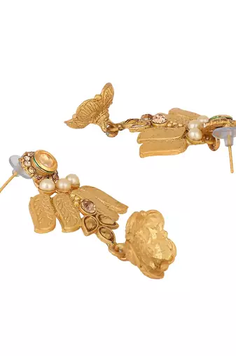 Designer Gold Plated Traditional Matte Finish Necklace with Earring Maangtika